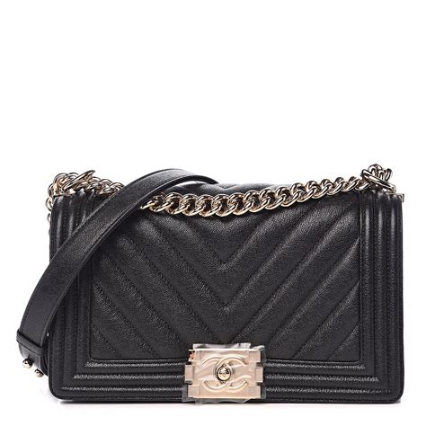 chanel medium the boy caviar chevron black|Chanel Boy Chevron Quilted Caviar Gold.